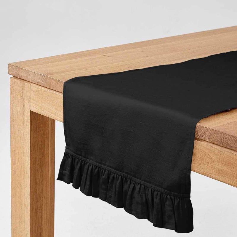 Vargottam Black Home Decor Washable Dining Table Cotton Slub Table Runner Home Table Linen Layout-14 x 120 Inch - Image 2