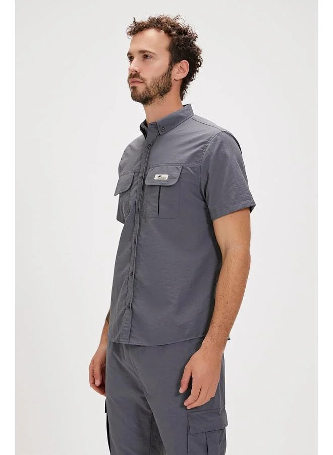 Bad Bear  Fernando Asphalt-Printed Short Sleeve Men's Shirt. for Men | Best Price UAE