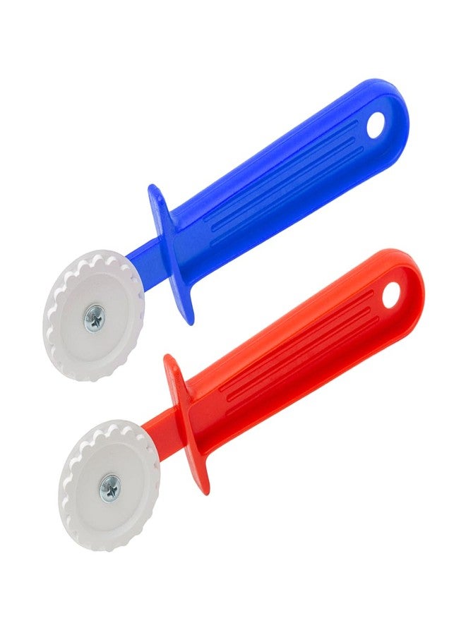 أوف إكس دي دي قطاعة رافيولي - عجلة تقطيع المعكرونة - عجلة عجين بلاستيكية مضلعة - اصنع معكرونة مقطعة وحواف مضلعة للخبز بسهولة باستخدام أداة ضغط المعجنات ذات المقبض وعجلة اللف، قطعتان، OFXDD - Image 1