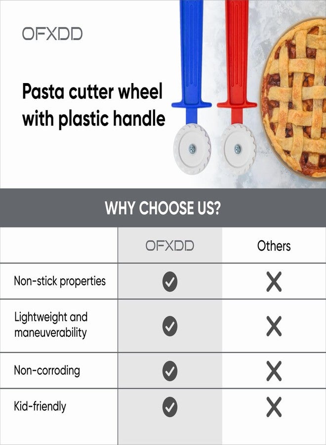 أوف إكس دي دي قطاعة رافيولي - عجلة تقطيع المعكرونة - عجلة عجين بلاستيكية مضلعة - اصنع معكرونة مقطعة وحواف مضلعة للخبز بسهولة باستخدام أداة ضغط المعجنات ذات المقبض وعجلة اللف، قطعتان، OFXDD - Image 4