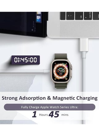 المغناطيسي كابل شحن شاحن أبل ووتش ، [ الناقل التسلسلي العام ] لاسلكي كابل شحن متوافق مع iWatch سلسلة ultra2 / ultra / 8 / 7 / 6 / SE2 / 5 / 4 / 3 / 2 [ 1.5M ] أبيض - view 5