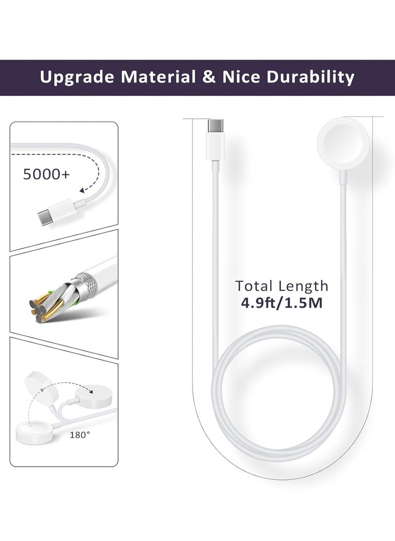 keloray - Magnetic Charging Cable for Apple Watch Charger,[USB C Port] Wireless Charger Cables Compatible with iWatch Series Ultra2/Ultra/8/7/6/SE/SE2/5/4/3/2,White - Image 1
