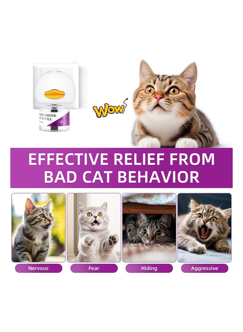 ايكانبو مجموعة موزع فيرومونات القطط، موزع فيرومونات مهدئة للقطط 48 مل وبخاخ 60 مل، موزع مهدئ للقطط، فيرومونات قابلة لإعادة التعبئة 2 في 1 بالمملكة المتحدة، فيرومونات لاسترخاء القطط، مهدئة، ضد التوتر، الخدوش، تخفف علامات القلق - Image 3