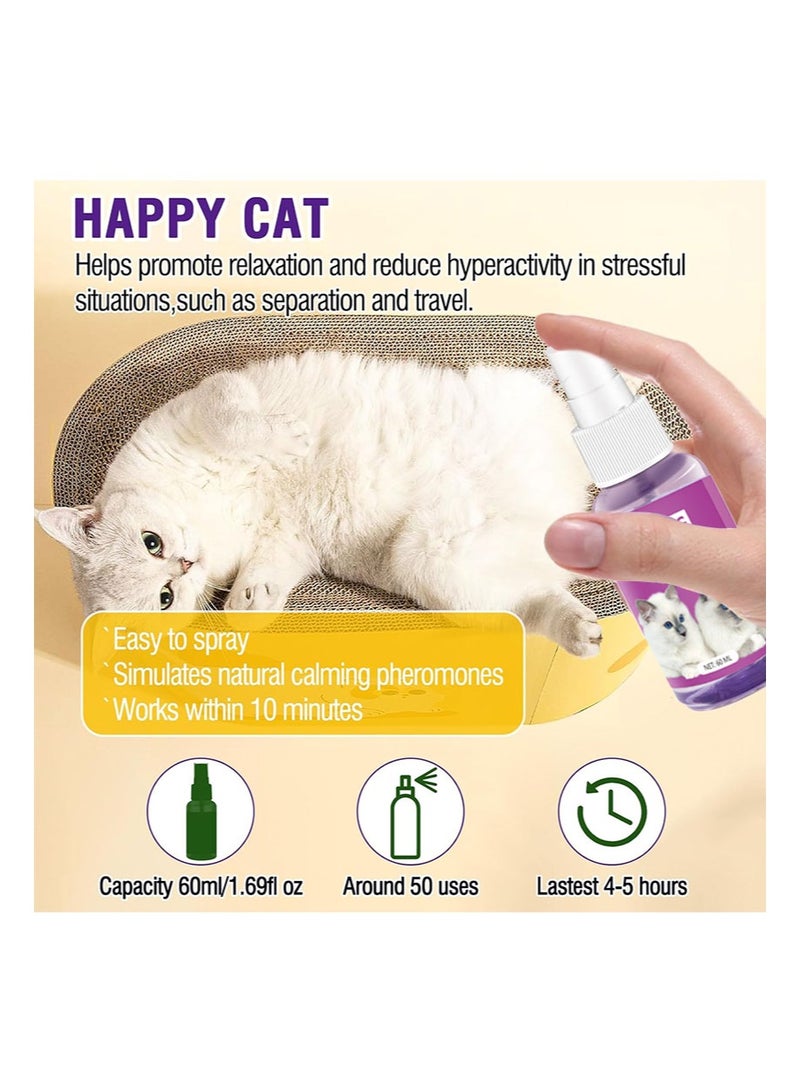 ايكانبو مجموعة موزع فيرومونات القطط، موزع فيرومونات مهدئة للقطط 48 مل وبخاخ 60 مل، موزع مهدئ للقطط، فيرومونات قابلة لإعادة التعبئة 2 في 1 بالمملكة المتحدة، فيرومونات لاسترخاء القطط، مهدئة، ضد التوتر، الخدوش، تخفف علامات القلق - Image 5