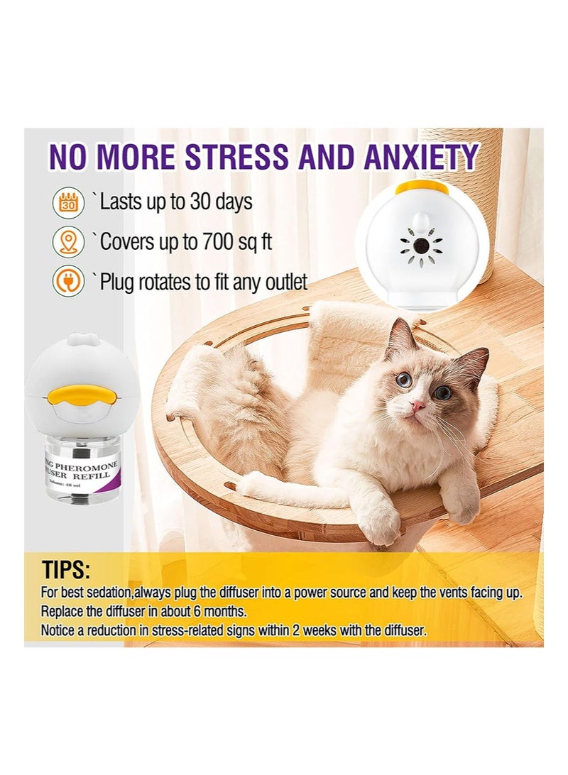 ايكانبو مجموعة موزع فيرومونات القطط، موزع فيرومونات مهدئة للقطط 48 مل وبخاخ 60 مل، موزع مهدئ للقطط، فيرومونات قابلة لإعادة التعبئة 2 في 1 بالمملكة المتحدة، فيرومونات لاسترخاء القطط، مهدئة، ضد التوتر، الخدوش، تخفف علامات القلق - Image 4