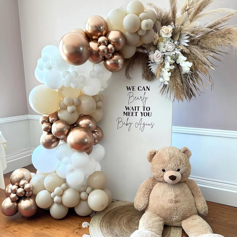 Excefore 152 PCS White Sand Metallic Gold Balloon Garland Arch Kit, Nude, White, and Clear Balloons for Boho Wedding, Birthday, Baby Shower, Bridal Shower, Engagement, and Anniversary Decorations - Image 5