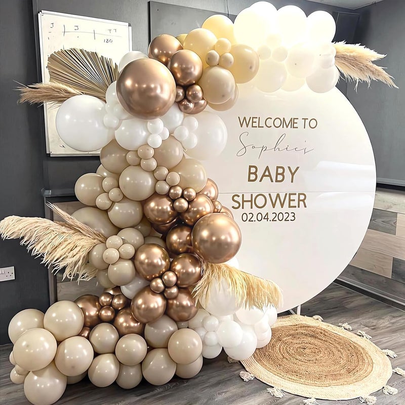 Excefore 152 PCS White Sand Metallic Gold Balloon Garland Arch Kit, Nude, White, and Clear Balloons for Boho Wedding, Birthday, Baby Shower, Bridal Shower, Engagement, and Anniversary Decorations - Image 2