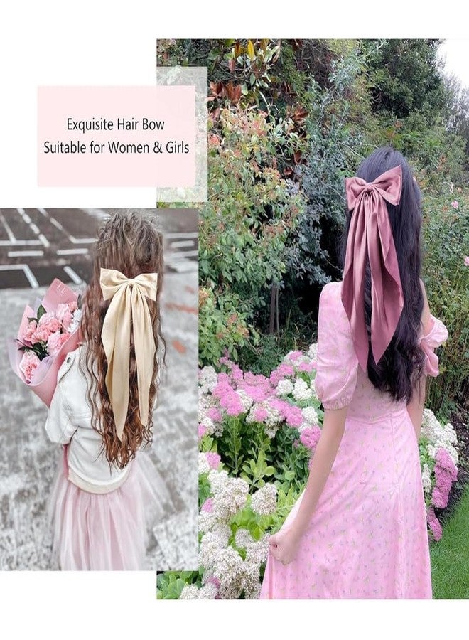 RECTYO GALLERY 3PCS Hair Bows for Women, Black White Silky Satin Hair Bow Hair Barrettes Clip Bowknot with Long Tail, Large Soft Hair Clips with Bow Accessories for Girl, 3Colors (MULTICOLOR) - Image 3