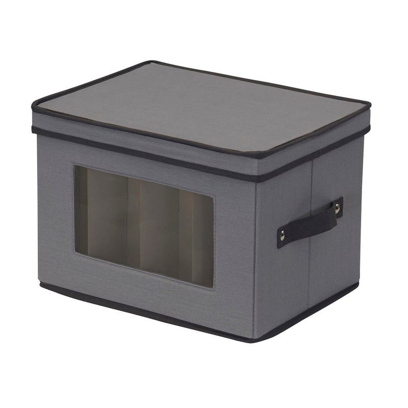 Household Essentials Household Essentials Champagne Flute Storage Box 12 Sturdy Compartments Windowed Front Panel 2 Riveted Handles Foldable and Stackable Storage Box Gray 