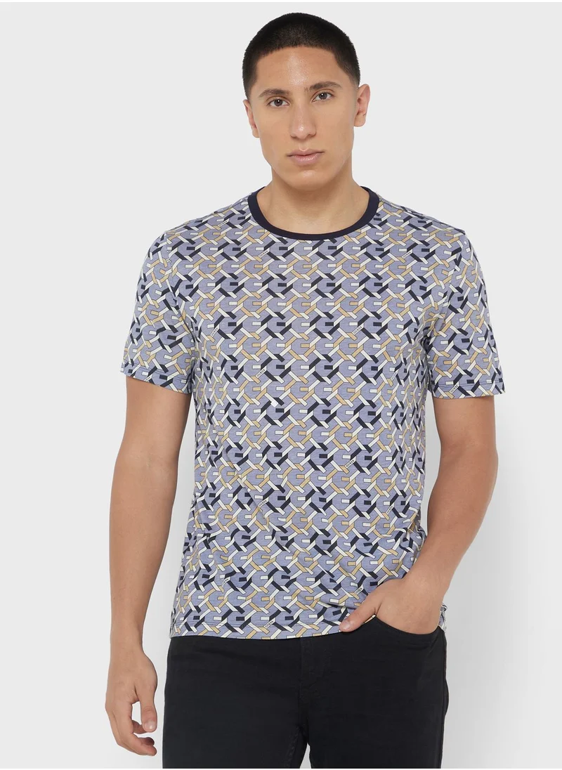 GUESS Printed Crew Neck T-Shirt