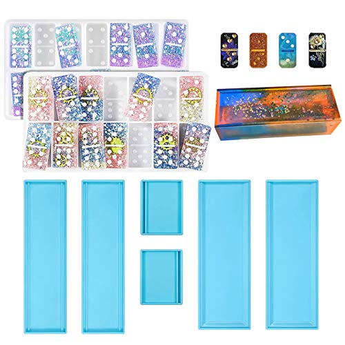 GDDP Domino Molds for Epoxy Resin Box, Domino Resin Mold Set for Casting, Storage Box Mould for DIY Epoxy Crafts Making Tool - Image 1