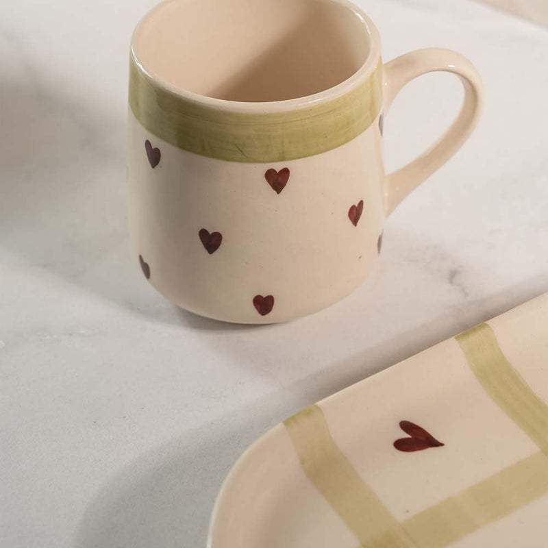 Holm Story Holm Story Lovestruck Green Breakfast Set | Serving Tray | Cereal Bowl | Coffee Mugs | Ceramic | Serve Breakfast | Morning Set - Image 3