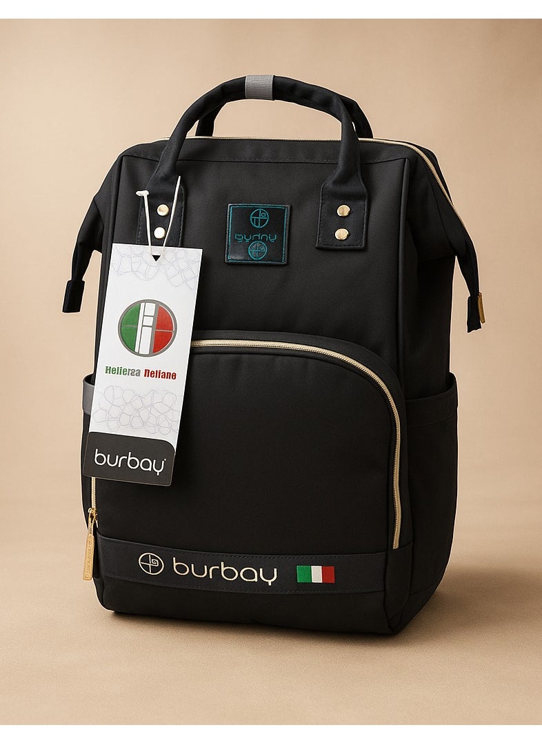 burbay Burbay Classic Diaper Backpack (Black) - Practical & Stylish for Mothers  - Image 1