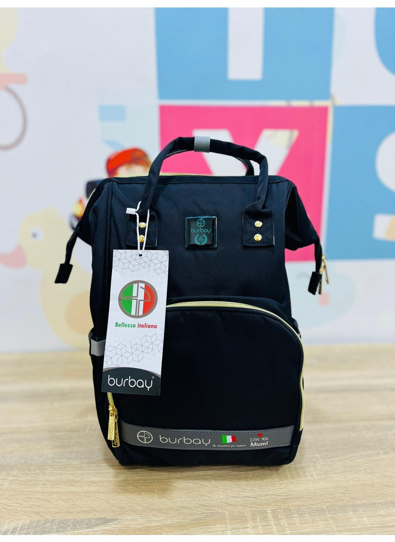 burbay Burbay Classic Diaper Backpack (Black) - Practical & Stylish for Mothers  - Image 3