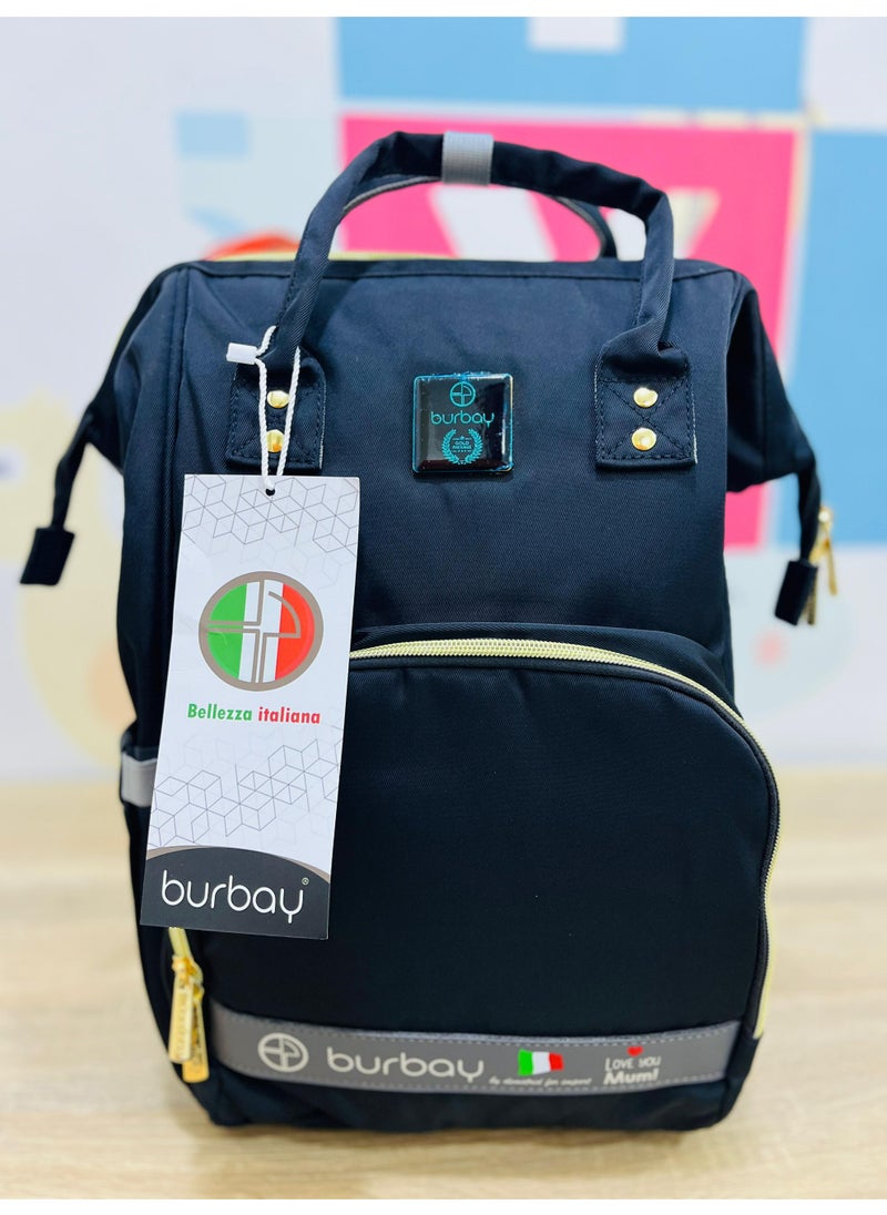 burbay Burbay Classic Diaper Backpack (Black) - Practical & Stylish for Mothers  - Image 2