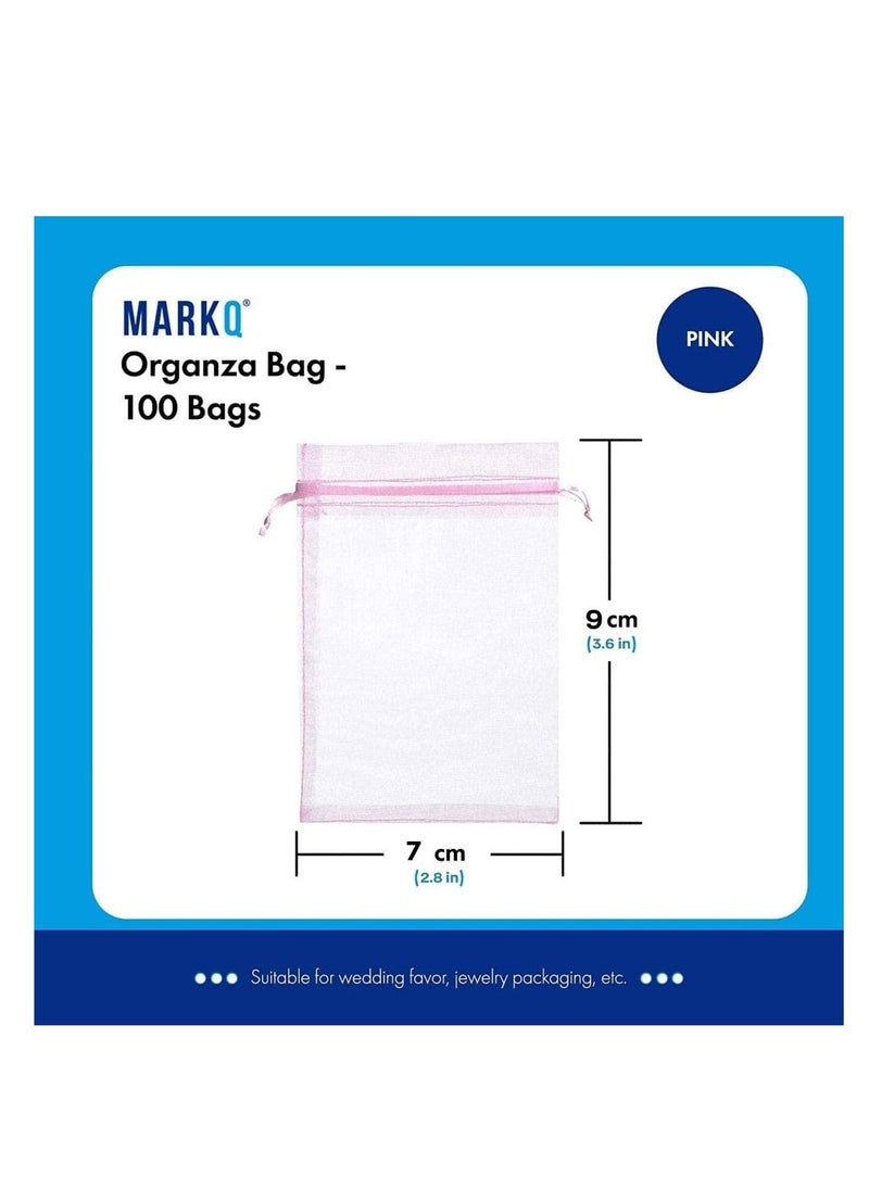 MARKQ [100 Pieces] Light Pink Organza Bags with Drawstrings - [7x9 cm] Organza Goody Bags and Gift Pouches for Jewelry, Candy & Party Favors  - Image 2