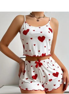 Generic Womens pajamas set with a heart print - short blouse - comfortable shorts - pyjama for girls -  Sleepwear - Pyjamas for Ladies  - Image 2