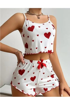 Generic Womens pajamas set with a heart print - short blouse - comfortable shorts - pyjama for girls -  Sleepwear - Pyjamas for Ladies  - Image 5