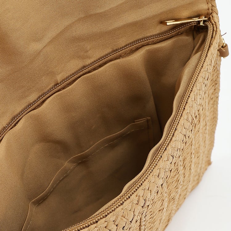 مستر.جو حقيبة كلاتش من القش البوهيمي من السيد جو مزينة بالعين - لون بني - 4155 - Image 4