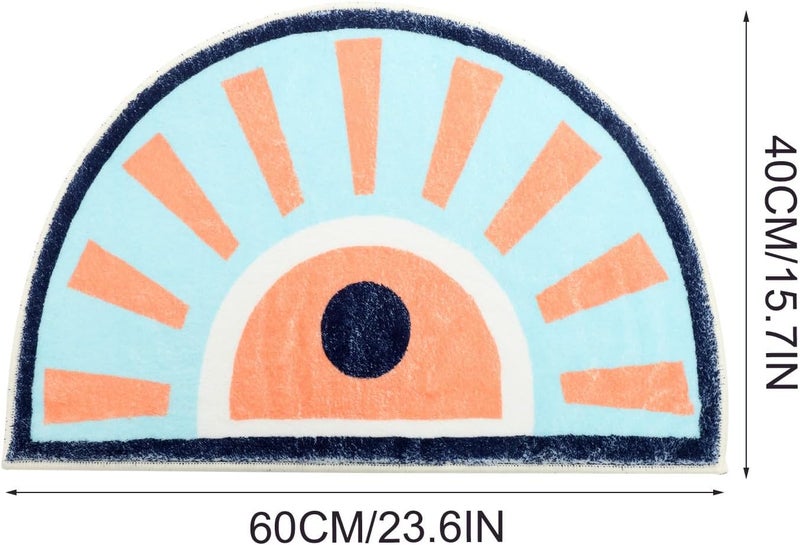 Non-Slip Thick Half-Round Bath Mat 40x60cm, Absorbent Washable Bathroom Rug with Plush Faux Wool Texture, Anti-Skid Floor Mat for Shower and Tub Use - Image 3