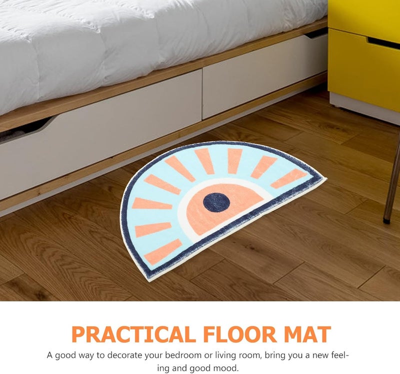 Non-Slip Thick Half-Round Bath Mat 40x60cm, Absorbent Washable Bathroom Rug with Plush Faux Wool Texture, Anti-Skid Floor Mat for Shower and Tub Use - Image 4