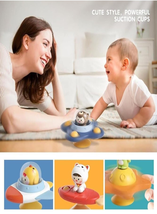 AMERTEER 3PCS Cartoon Animal Suction Cup Spinner Toys - Sensory Developmental Toys for Kids - Image 4