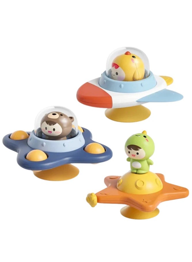 3PCS Cartoon Animal Suction Cup Spinner Toys - Sensory Developmental Toys for Kids