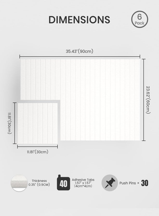 Bumusty Large Cork Board 36"x24" Alternative - 6 Pack Felt Wall Tiles with 40 Safe Removable Adhesive Tabs, 30 Pushpins, Cork Boards for Walls Pin Board Notice Board Office Decor-Milky White - Image 2