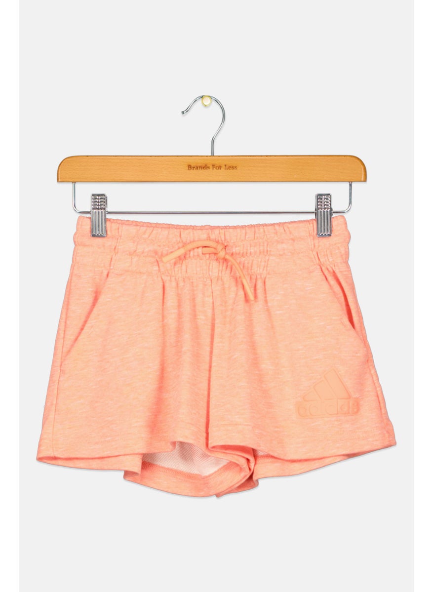 Adidas Kids Girl Brand Logo Outdoor Shorts, Coral  - Image 1