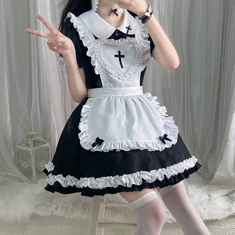 2025 New Japanese Classic Short-sleeved Maid Cute Japanese Maid cosplay Women's Clothing Maid dress - Image 4