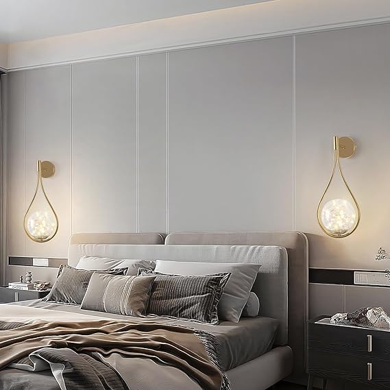 CORAL TREE Indoor Wall LightsModern Wall Sconces Lighting Raindrop Shape Design Wall Lamp Bedside Wall Lamp with Glass Shade Light Fixtures Bedroom Living Room Hallway Lights6W - Image 3