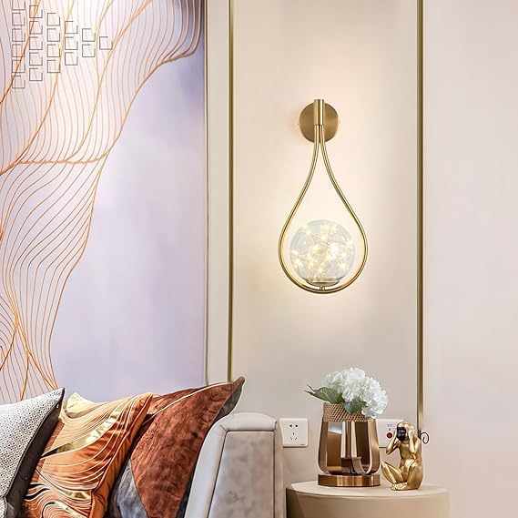 CORAL TREE Indoor Wall LightsModern Wall Sconces Lighting Raindrop Shape Design Wall Lamp Bedside Wall Lamp with Glass Shade Light Fixtures Bedroom Living Room Hallway Lights6W - Image 2