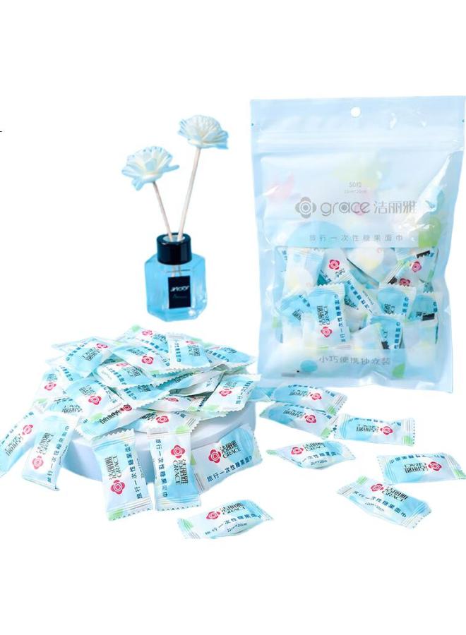 Grace Disposable Compressed Candy Towels, 3 Packs, 150 Individually Wrapped, Travel-Friendly Mesh Face Towels, 50 Pieces/Pack - Image 2
