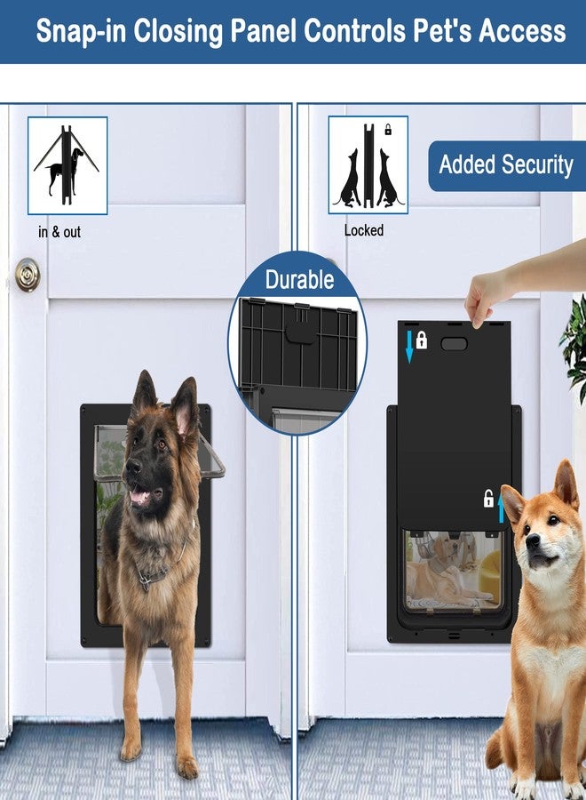 CEESC باب للحيوانات الأليفة من سي إي إس سي، يتحمل وزن يصل إلى 45 رطلاً، مقاوم للعوامل الجوية، مناسب للقطط والكلاب، متين، مزود بلوحة إغلاق سهلة التركيب، مناسب للأبواب الداخلية والخارجية (أسود متوسط) - Image 4