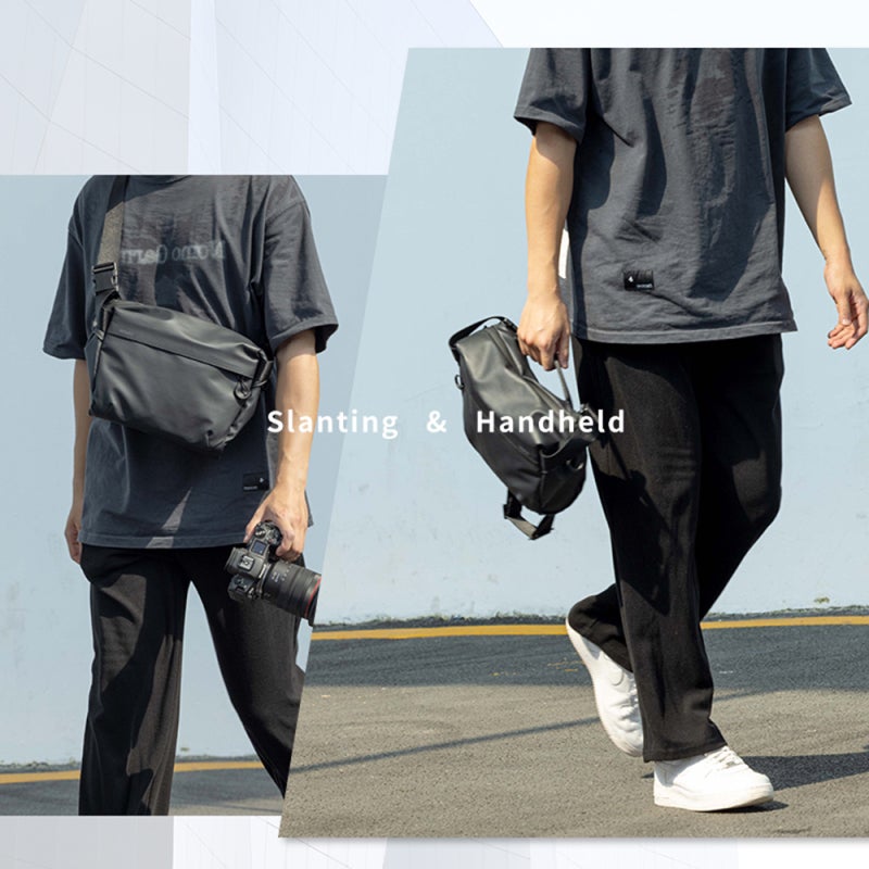 Small Camera Sling Bag: 6L Black Waterproof 600D Fabric - Detachable Foldable Divider, Expandable Storage for Casual Travel, Everyday Use, Unisex Photographers - Image 2