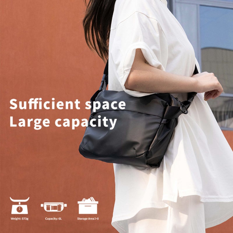 Small Camera Sling Bag: 6L Black Waterproof 600D Fabric - Detachable Foldable Divider, Expandable Storage for Casual Travel, Everyday Use, Unisex Photographers - Image 5