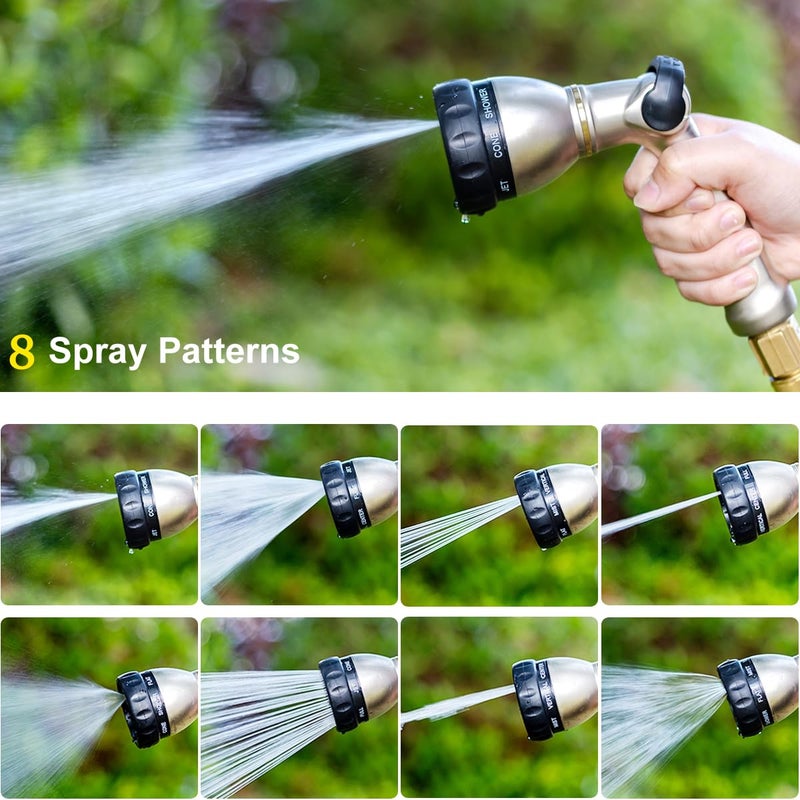 FANHAO Professional Garden Hose Nozzle Heavy Duty, 100% Metal Thumb Control Water Hose Sprayer with 8 Spray Patterns, High Pressure Water Nozzle for Watering Plant & Lawn, Washing Car & Pet - Image 4