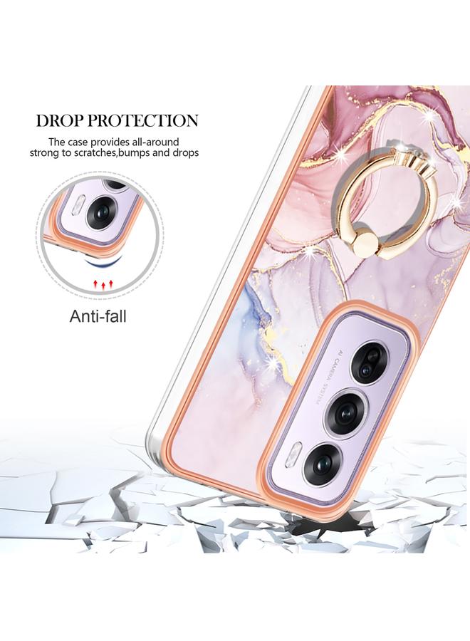 اس-توب جراب لهاتف OPPO Reno12 Pro Global Electricated Marble IMD TPU جراب هاتف مع حامل حلقي - Image 4
