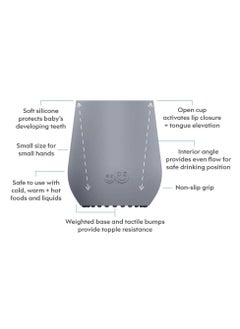 ezpz First Food Set - 100% Silicone Baby Feeding Set With Built-In Placemat, Training Cup And Spoons For First Foods + Baby Led Weaning, 4 Months +, Grey  - Image 3