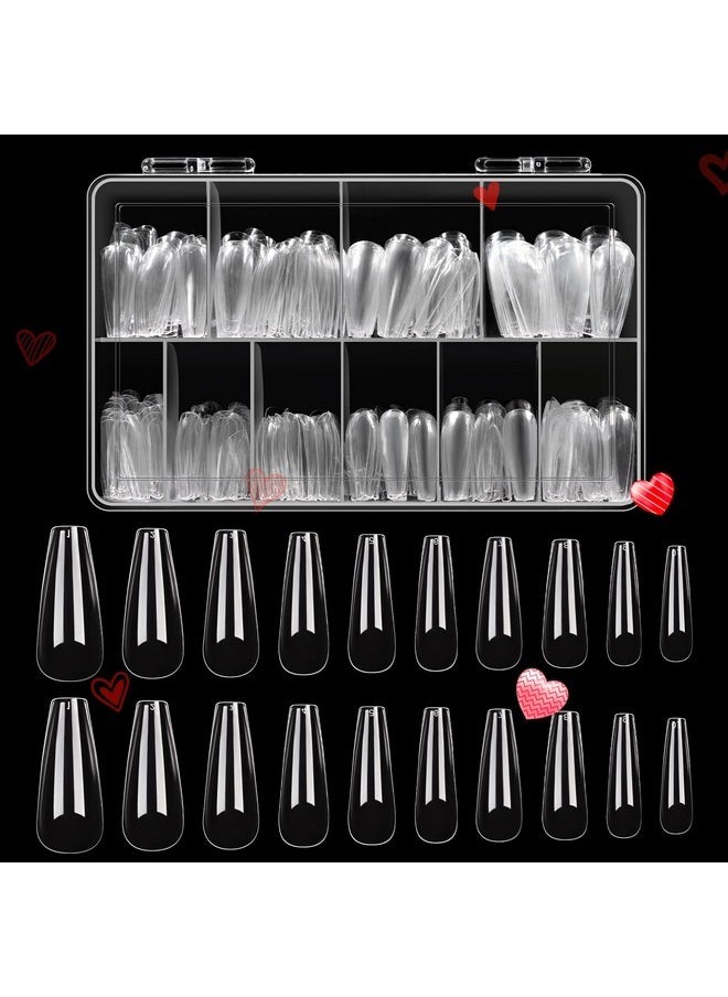 beetles Gel Polish Beetles Acrylic Nails Kit 500Pcs Long Coffin Pre-Shaped Clear Full Cover Soft False Nails, Nail Tips Soak Off Easy Nail Extension Set For Diy Nails Art Home Gift For Women  - Image 1
