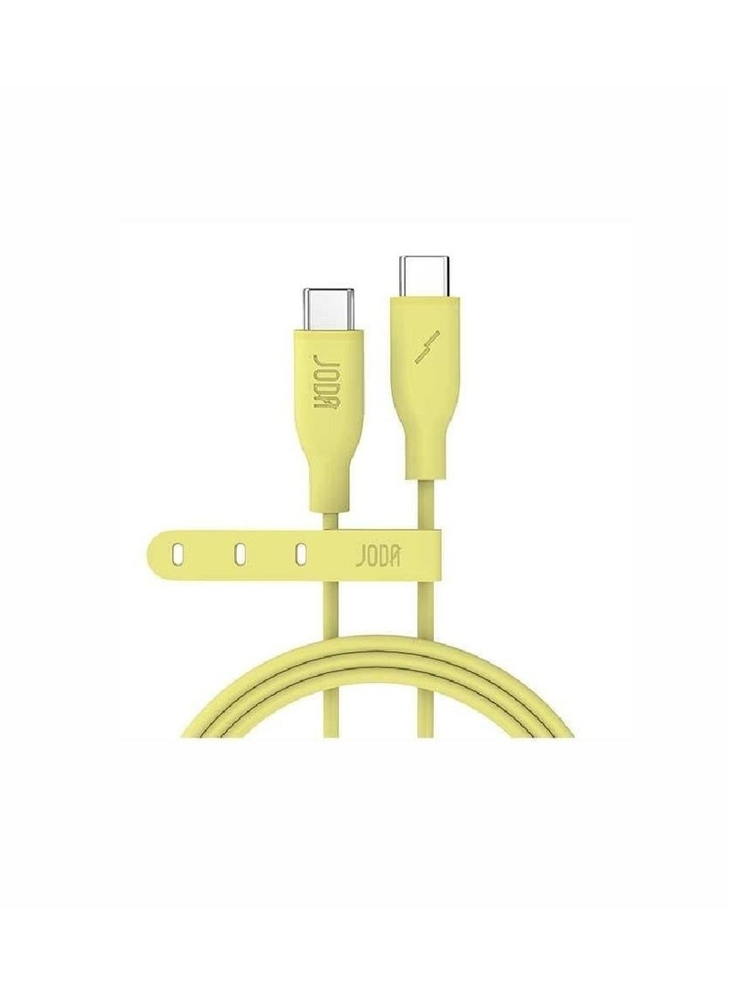 جودا كيبل شحن تايب سي إلى تايب سي ، ناعم من السيليكون، سرع وآمن بقوة 60 واط، بطول 1 متر ولون أنيق اصفر.ي - Image 1