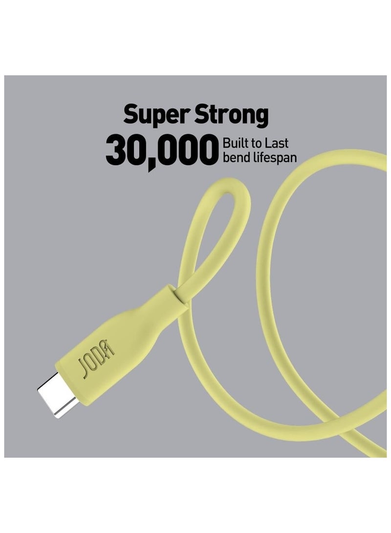 جودا كيبل شحن تايب سي إلى تايب سي ، ناعم من السيليكون، سرع وآمن بقوة 60 واط، بطول 1 متر ولون أنيق اصفر.ي - Image 3