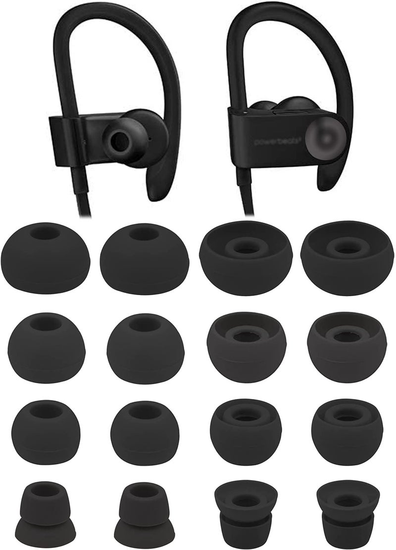 ALXCD Ear Tips for Powerbeats3 Wireless Earphone, SML 3 Sizes 6 Pair Earbud Tips & 2 Pair Double Flange Silicone Replacement Ear Tip Cushion, Fit for Beats Powerbeats 3 Wireless 3 [8 Pair](Black) - Image 2