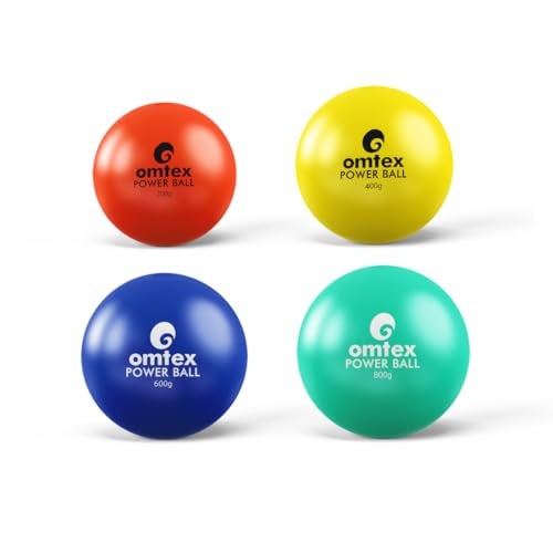 omtex Power Ball Rubber Weighted Ball Combo Pack for Strength and Batting Training Multicolor Soft Grip Cricket Training Balls Size Standard 200g 400g 600g 800g Combo of 4 - Image 1