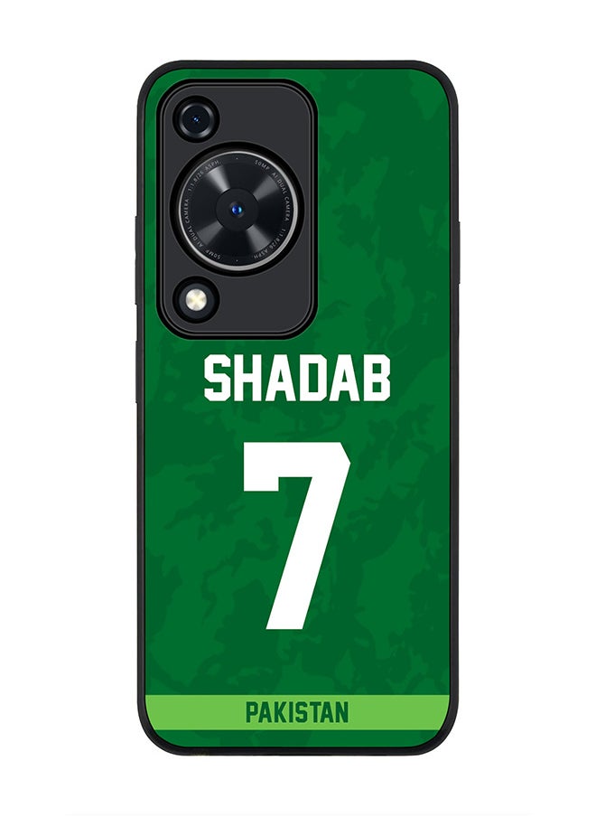 Stylizedd Rugged Black edge case for Huawei nova Y72 / Huawei Enjoy 70 4G, Slim fit Flexible Anti Drop Thin Cover - Team Pakistan Shadab Khan, Jersey No 7  - Image 1