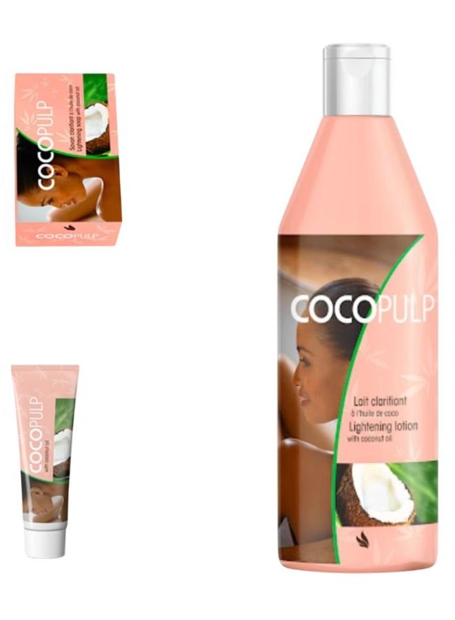 COCOPULP The most powerful Intense lightening cream set + Lotion 250 ml +Lighten Soap With Coconut Oil