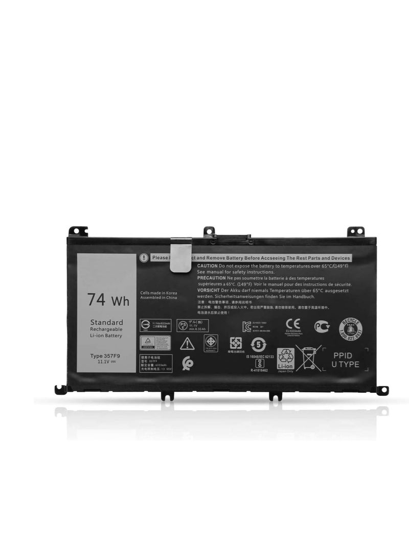 Terabyte 74Wh 357F9 Laptop Battery for Dell Inspiron 15 5000 7000 7566 7567 7557 7559 5576 5577 P65F P57F i7559-2512BLK i7559-763BLK i7559-7512GRY 0GFJ6 71JF4 0357F9 071JF4 Gaming Notebook Battery - Image 1