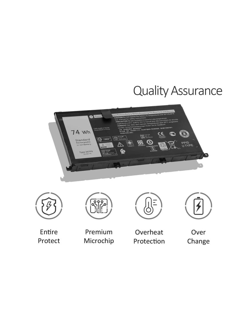 Terabyte 74Wh 357F9 Laptop Battery for Dell Inspiron 15 5000 7000 7566 7567 7557 7559 5576 5577 P65F P57F i7559-2512BLK i7559-763BLK i7559-7512GRY 0GFJ6 71JF4 0357F9 071JF4 Gaming Notebook Battery - Image 2