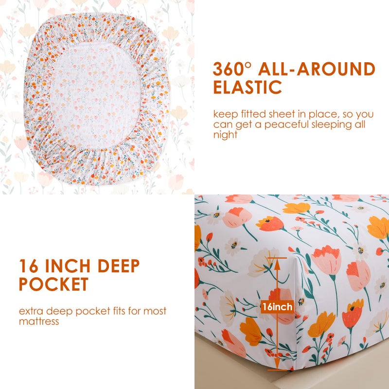 جي اس دي jsd floral sheet sheet set cal king 4 قطعة صفائح سرير ميكروفيات مطبوعة - Image 4