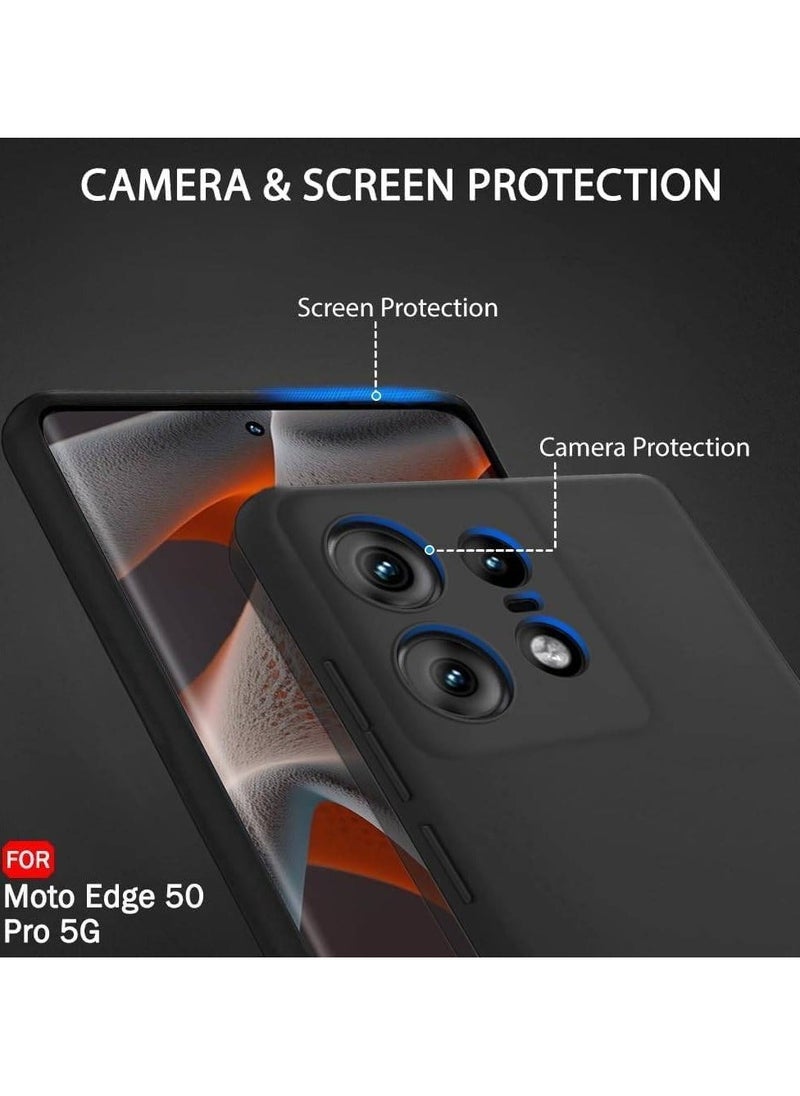 Shockproof Back Cover for Motorola Moto Edge 50 Pro 5G | Slim Fit Protective Design | Ultra Matte Finish | Camera Protection Bump | Soft Back Case for Moto Edge 50 Pro 5G (Silicone, Black)  - Image 2